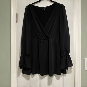 torrid Black Surplice Ruffle-Sleeve Tunic Top